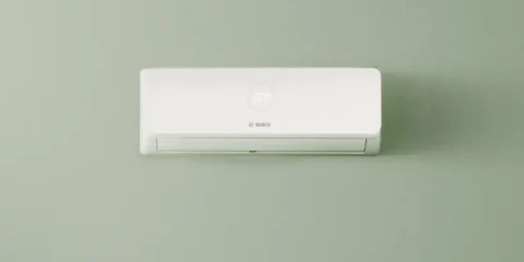 Photo of a Worcester Bosch air conditioning unit install on a wall