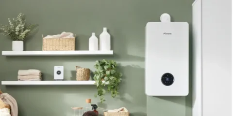 Photo of a Worcester Bosch residential wall mounted boiler installation
